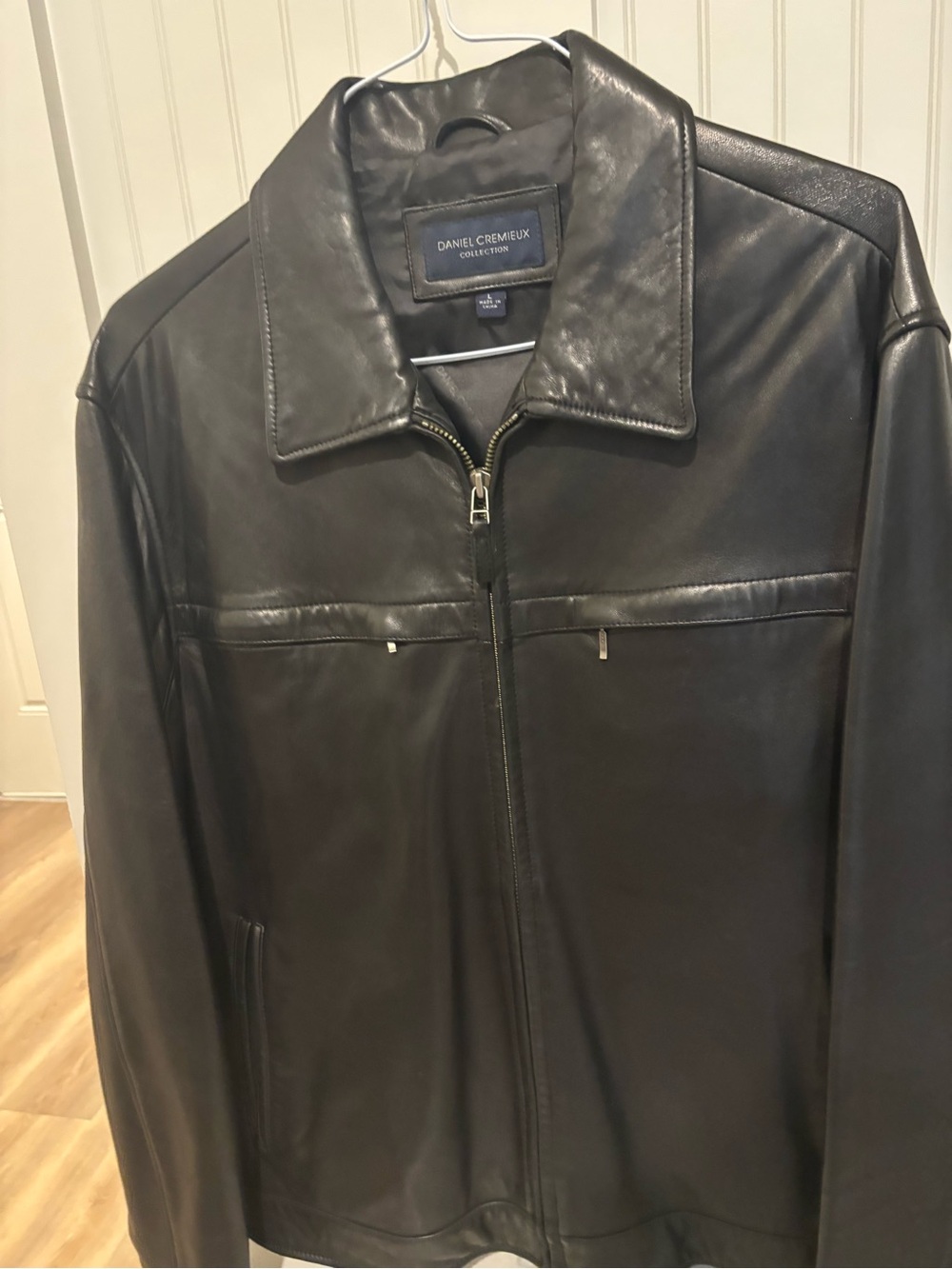 Daniel Cremieux Black Leather Zip-Front Bomber